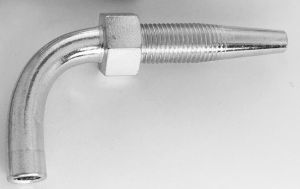 EMBOUT COUDE 90° pr TUYAU 4x8.6 - SORTIE diam. 6 Lg 32mm x 45
