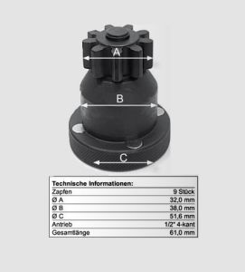 OUTIL DE REGLAGE VOLANT MOTEUR MAN 1 ENGRENAGE CARRE 1/2"