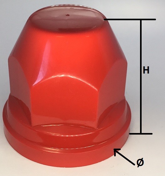 CAPUCHON d'ECROU de ROUE 6 pans 33  plast rouge 48x50